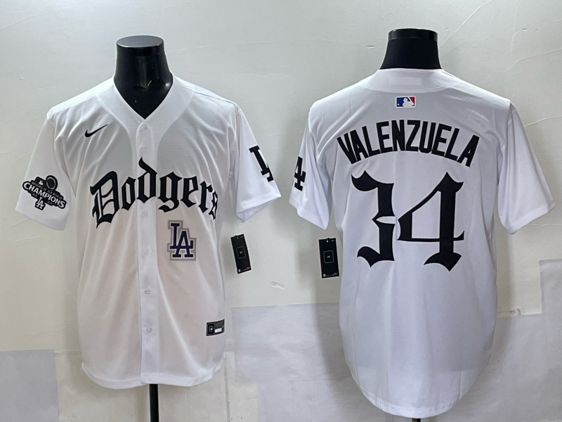 Men Los Angeles Dodgers 34 Valenzuela white Nike 2025 MLB jersey 0011